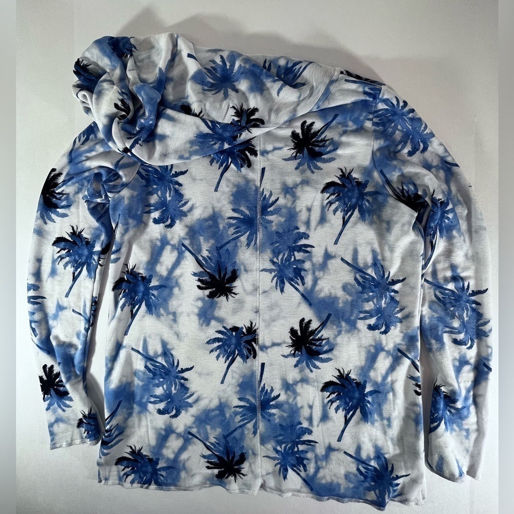 French Laundry SWEATSHIRT PROJECT Palm Trees Blue Tie Dye Pullover Hoodie Sz S - Picture 7 of 12